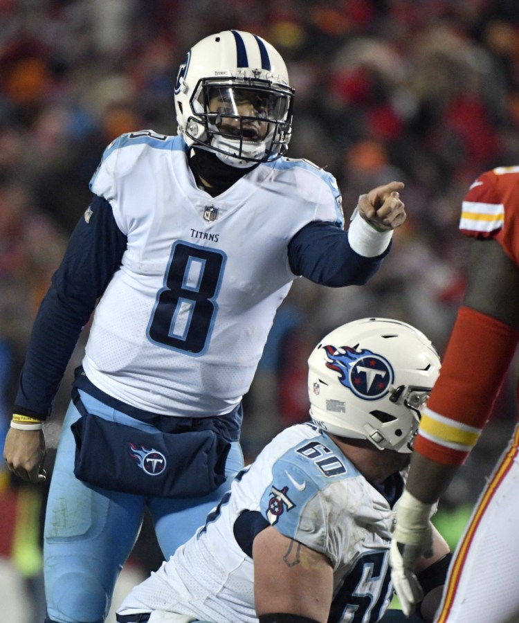 Tennessee quarterback demonstrated his special blend of passing and running skill in a comeback victory at Kansas City in a wild-card playoff game last Sunday – a performance that included catching his own deflected pass for a touchdown.