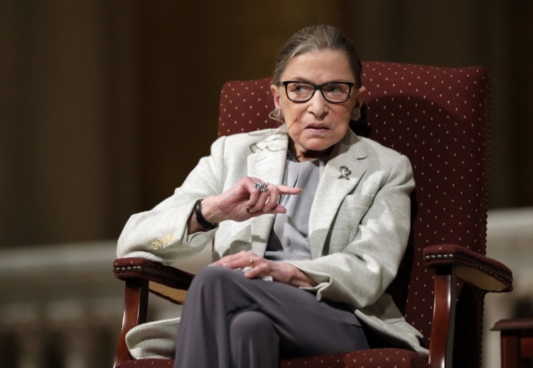 Supreme Court Justice Ruth Bader Ginsburg speaks at Stanford University in California. In different circumstances, Ginsburg might be on a valedictory tour in her final months on the Supreme Court. But in the era of Donald Trump, the 84-year-old Ginsburg is packing her schedule and sending signals she intends to keep her seat on the bench for years.