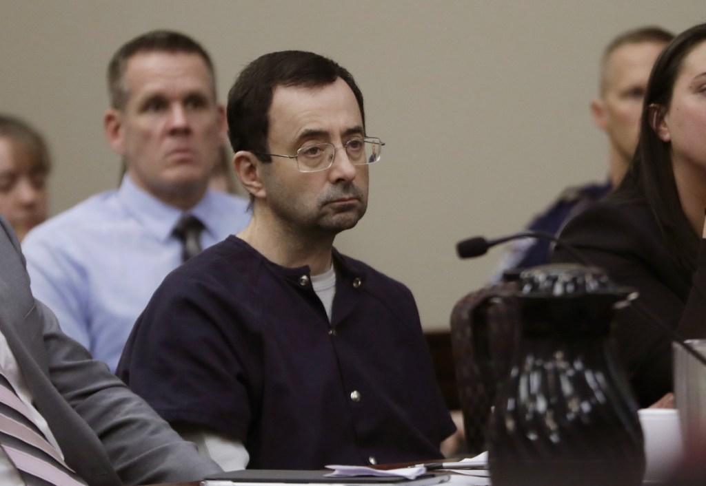 Larry Nassar attends his sentencing hearing Jan. 24 in Lansing, Mich. 