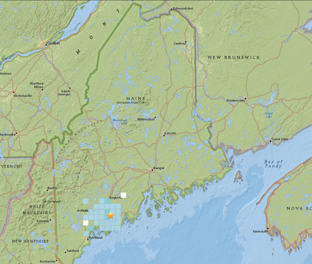 This map from the United States Geological Survey shows the center of the earthquake, near Richmond, and where people reportedly felt the temblor. 