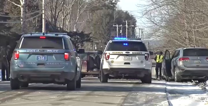 The crash scene on Route 2 in Hermon on Tuesday.