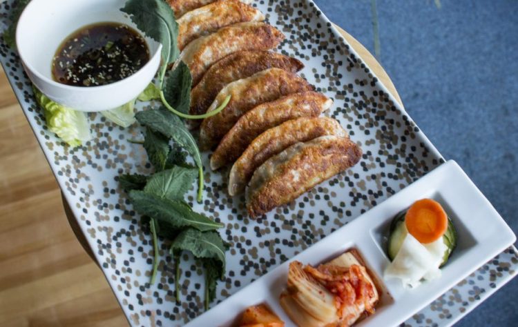 Pork dumplings with kimchi at Yobo.