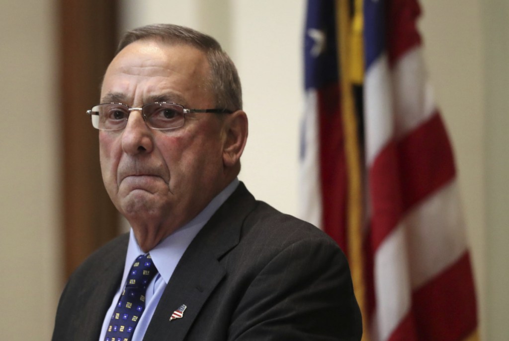 Gov. Paul LePage delivers the State of the State address Feb. 7, 2017, at the State House in Augusta.