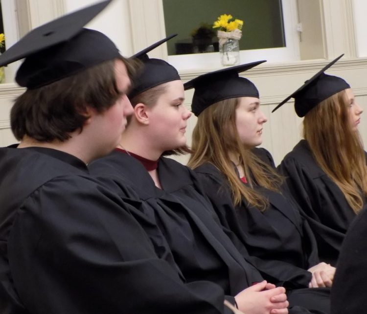 The Maine Academy of Natural Sciences' first Threshold graduates, from left, are Dakota Buzzell, Makayla Coyne, Rebecca Abbott and Kala Hunkler.