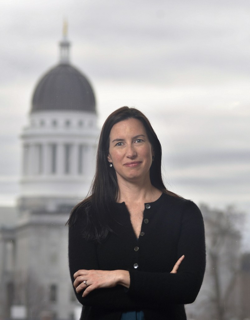 Kristin Collins, seen at her office at Preti Flaherty in Augusta, is the attorney representing the owners of several solar arrays who have applied for tax abatements.