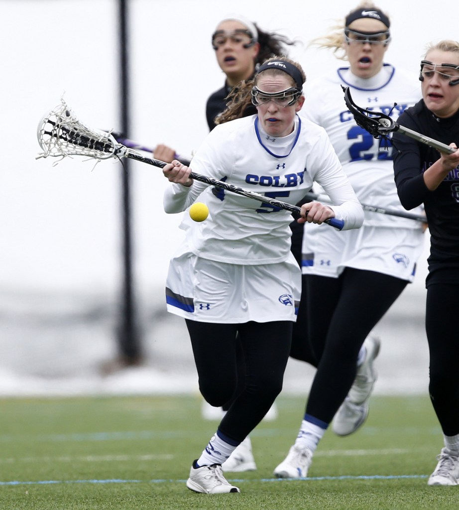Colby midfielder Maddie Hatch moves down the field during a recent game. The Mules are off to a 1-2 start this season.
