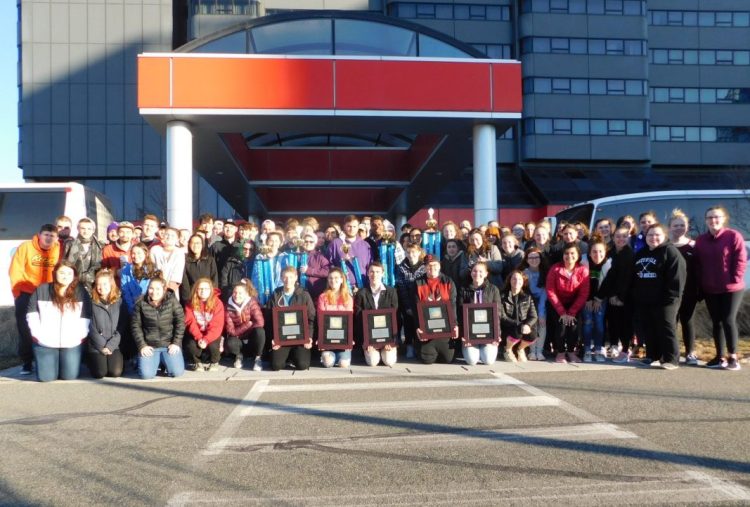 Waterville Senior High School students collected five gold awards at the Heritage Music Festival in New York City, winning as Outstanding Orchestra, Outstanding Band Group, Adjudicator Award for the Concert Band, Outstanding Instrumental Ensembles and Festival Sweepstakes.