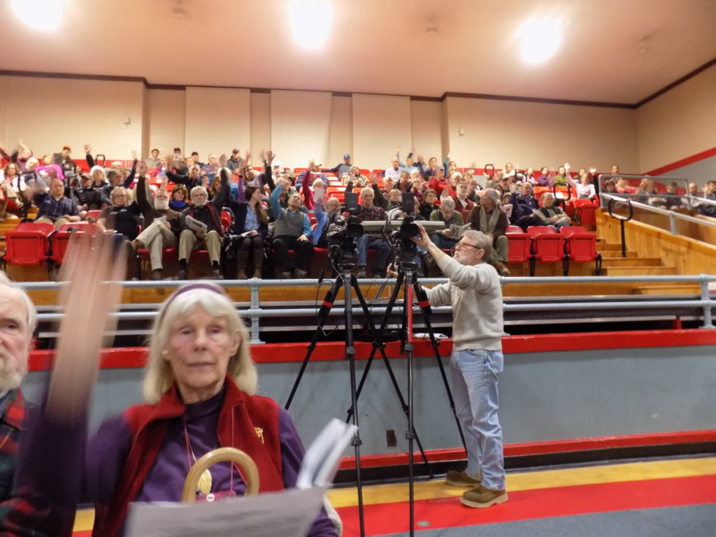 At Town Meeting on Monday night, Farmington voters showed their support for a resolution asking Franklin County commissioners to fund social service agencies and economic development.