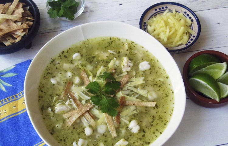 Hominy, a kind of starchy field corn, is what makes posole so hearty.