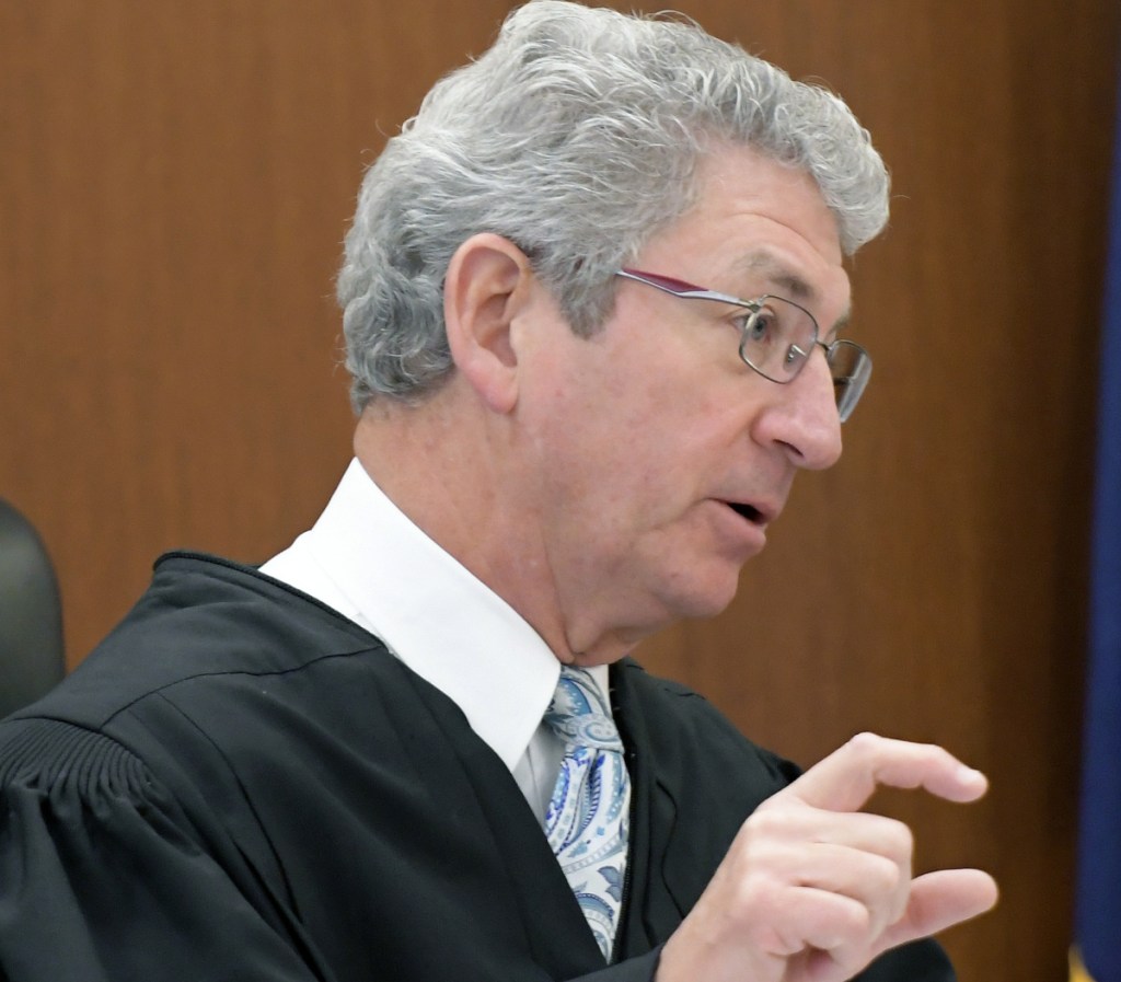 Kennebec County Superior Court Justice William Stokes accepts a plea of manslaughter Monday from Timothy S. Danforth, 26, of Wilton, at the Capital Judicial Center in Augusta. Danforth entered the plea stemming from charges related to the death of Michael Reis.