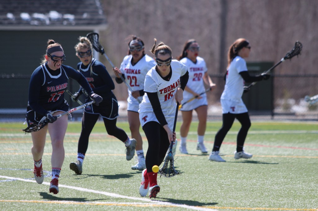 Thomas senior Jordan Turner grabs a ball during a game earlier this season.