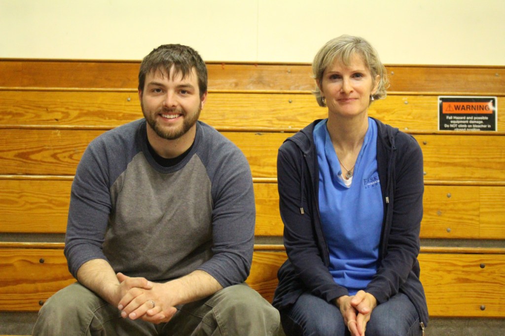 Erskine Academy Faculty of the Trimester awards were presented to Randy Pottle, left, and Lynn Wood.
