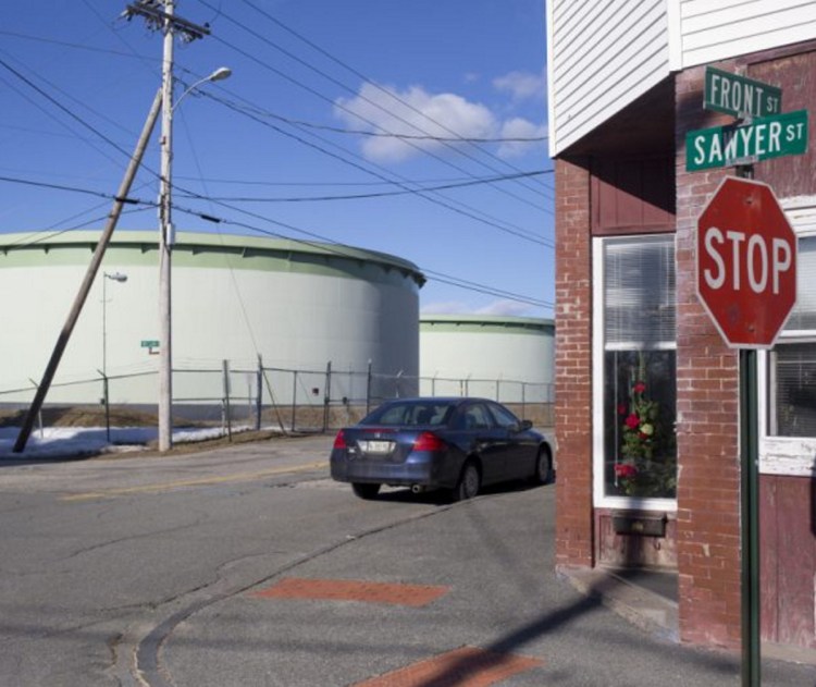 Portland Pipe Line Corp. oil tanks near Sawyer and Front streets in South Portland .