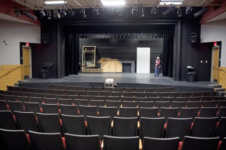 The auditorium at Winslow High School in Winslow on March 16. The building committee for the renovations associated with the closing of Winslow Junior High School has preserved the space originally planned but has shaved nearly $500,000 off the original cost to accommodate the $8.1 million bond the Town Council allowed.