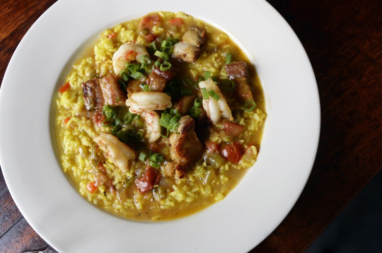 Pork belly and shrimp gumbo.