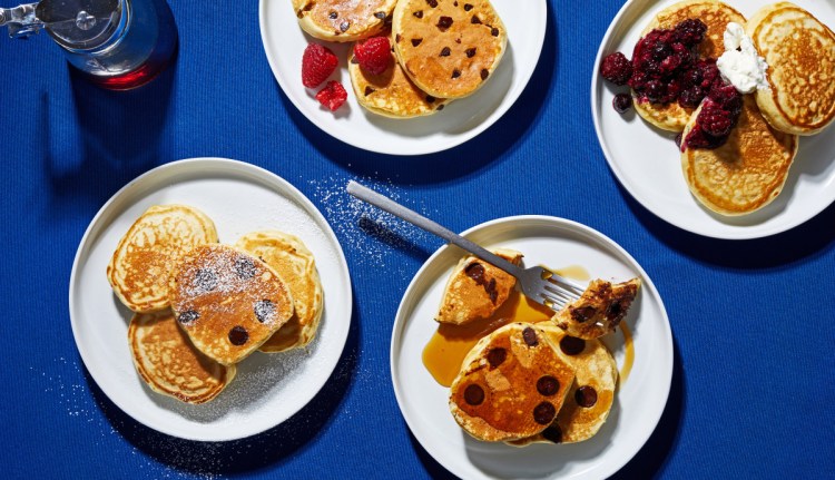 These pancakes take the same minimal effort as any mix. The recipe is decidedly unfussy with just six ingredients in one bowl.