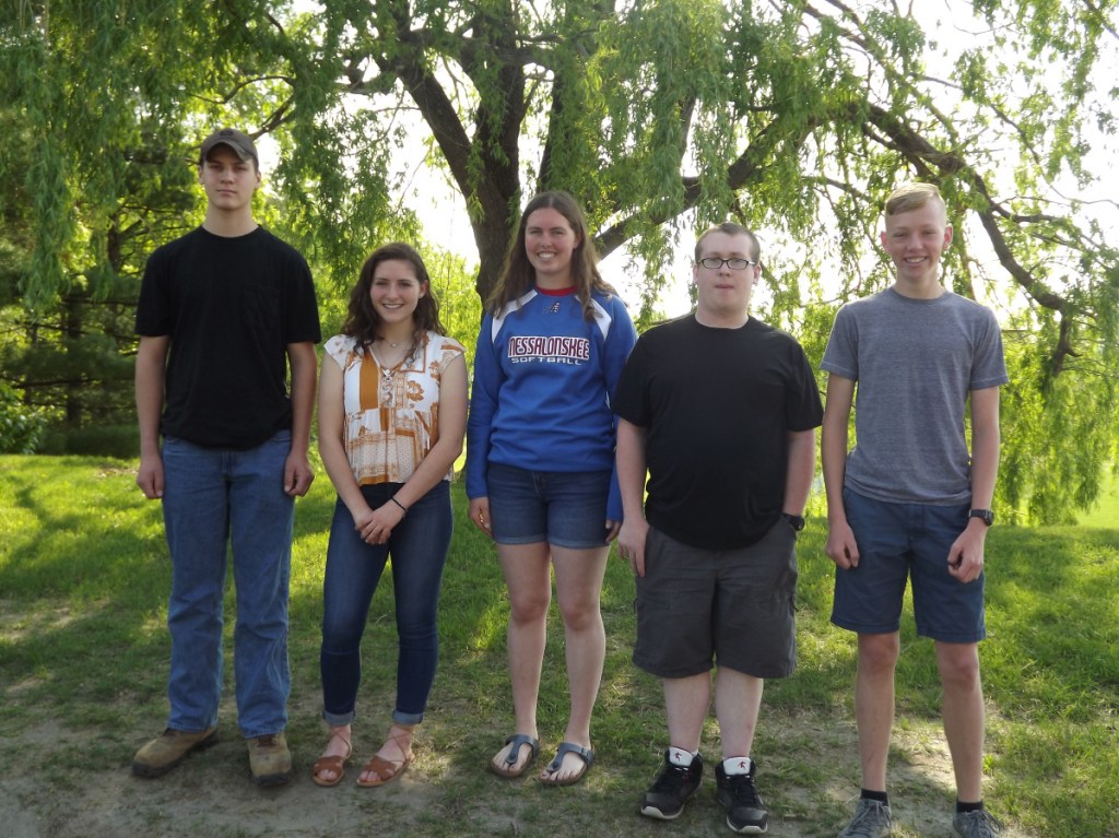 From left are Trent Thompson, Sarah Lowell, Leah Smith, C.J. Scammon and Eli Ross.