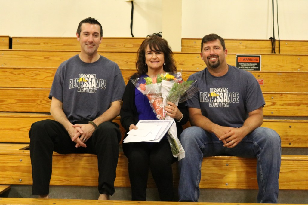 Erskine Accademy Faculty of the Trimester recipients, from left, are Mitch Donar, Louise Irwin and Ryan Nored.