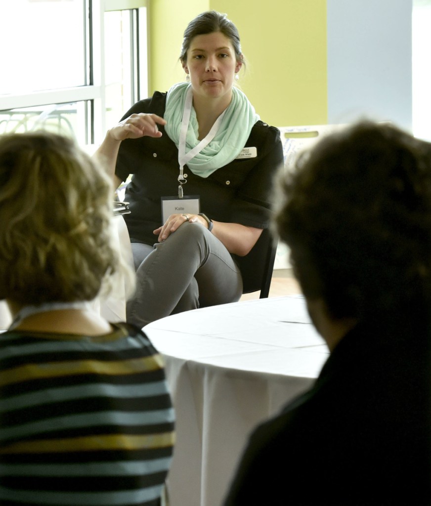 Thomas College Professor Kate Cook Whitt makes a point Wednesday during a workshop on rural education and the challenges it faces with changing demographics during the Center for Innovation in Education Summer Institute at Thomas College in Waterville.