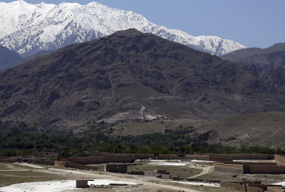 Smoke rises during a military operation in eastern  Afghanistan in 2017.