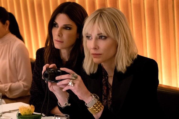 Sandra Bullock and Cate Blanchett in "Ocean's 8." MUST CREDIT: Barry Wetcher, Warner Bros. Pictures