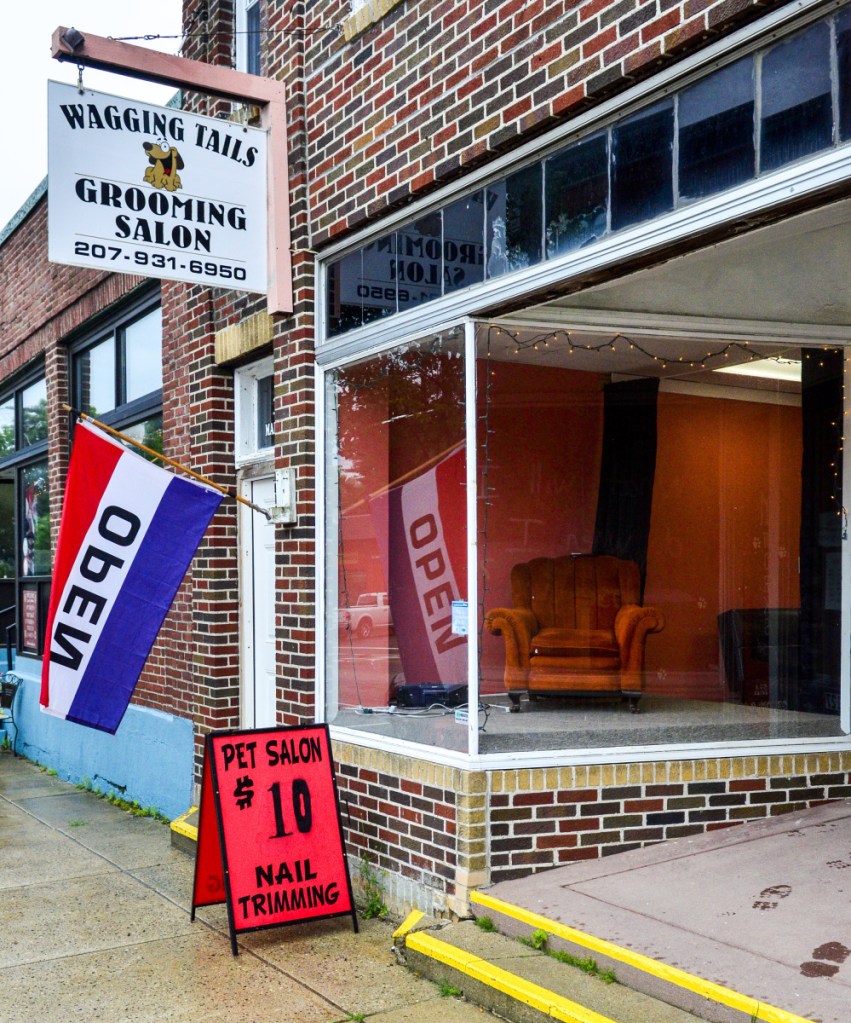 The Wagging Tails Grooming Salon is seen Friday on Main Street in Winthrop.