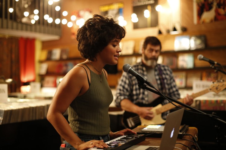 Kiersey Clemons, left, and Nick Offerman in "Hearts Beat Loud."