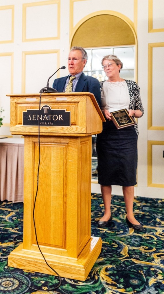 Transformational Clinical Collaboration Award Winner, from left, are Dr. Gust Stringos, of Somerset Primary Care, and Dr. Ann Dorney, of Skowhegan Family Medicine.