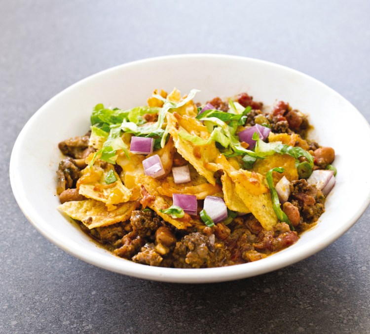 Spicy Beef Taco Bake serves six people.