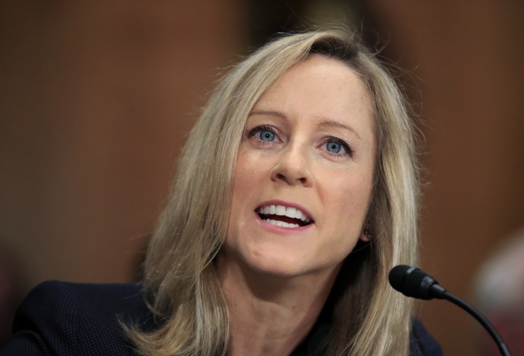 Kathleen Kraninger testifies before the Senate Banking Committee.