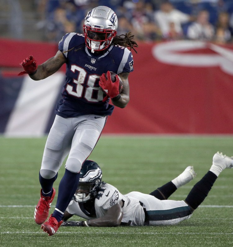 Brandon Bolden, left, has gotten some carries in the preseason but it's his contributions on special teams that have made him a Patriots mainstay.