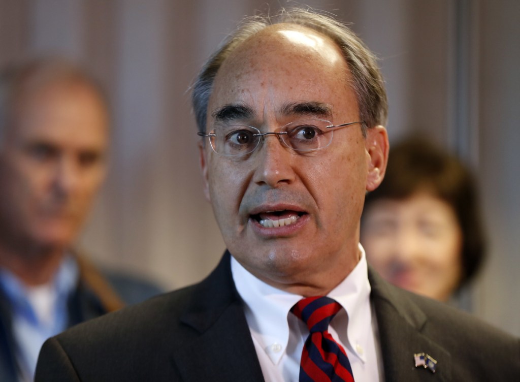 Rep. Bruce Poliquin, R-Maine, speaks at a news conference at Bath Iron Works in Bath, Maine, Friday, Sept. 29, 2017. Photo/Robert F. Bukaty