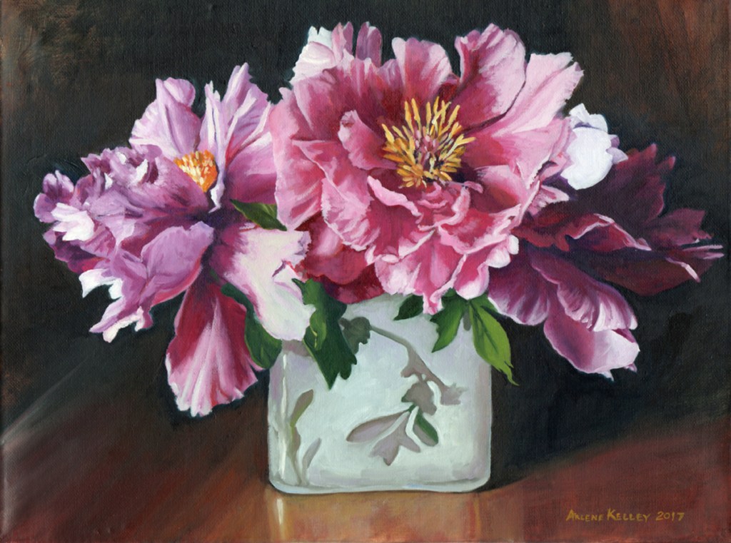 Tree Peony Painting by Arlene Kelley.