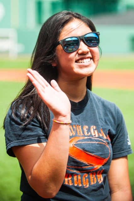 Carey Lee of Skowhegan was recognized as a recipient of the Maine Red Sox Service Scholarship during a pre-game ceremony at Fenway Park before the Red Sox-Minnesota Twins game on July 29.