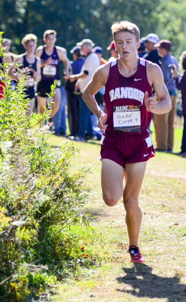 Staff photo by Joe Phelan 
 Bangor's Gabe Coffey won the Festival of Champions in 15:54.51 on Saturday in Belfast.