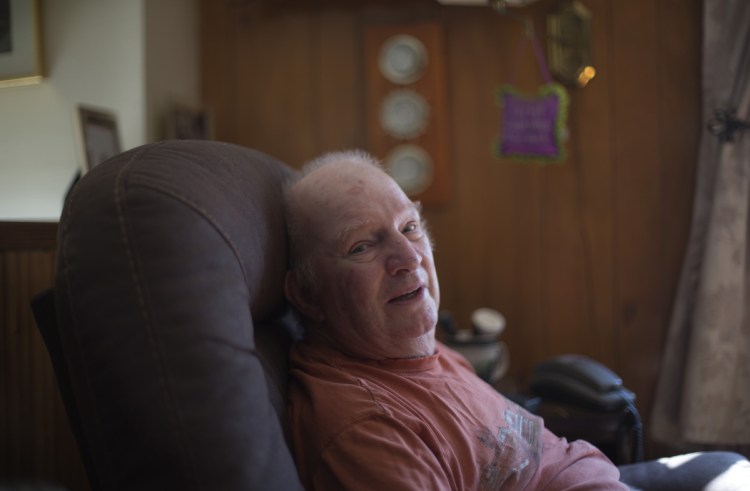 Harpswell Aging at Home community initiative volunteers work at the home of Steve Taylor, 83, in Harpswell. "It's beautiful," Taylor said. "They do good work."