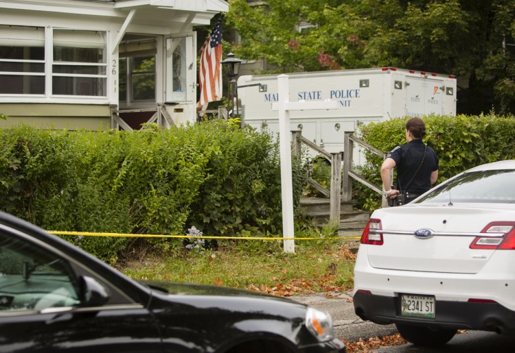 Saco and Maine State Police respond to a duplex at 26 Nye St. in Saco, where Michael Burns of New Hampshire was fatally shot on Sept. 30, 2017.