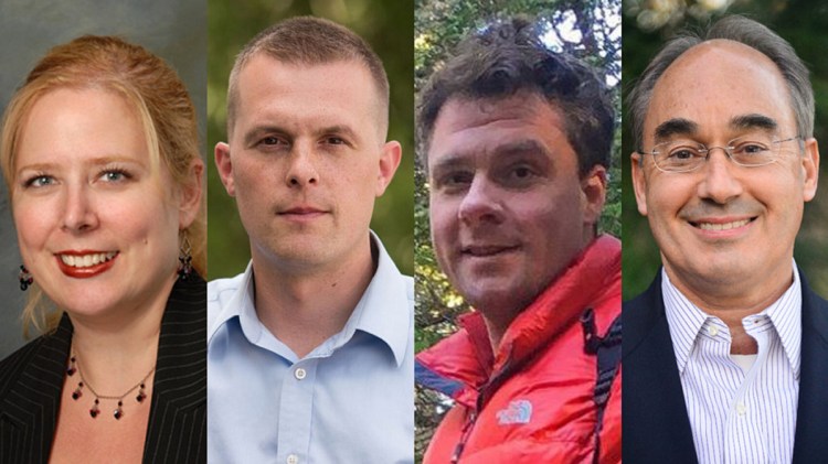 From left, Tiffany Bond, Jared Golden, Will Hoar and Bruce Poliquin are running for U.S. House of Representatives in Maine's 2nd Congressional District.