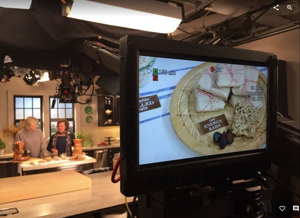 Amber Lambke, of Skowhegan, poses with Martha Stewart on the set in New York during the recent taping of a television show to be broadcast this fall.