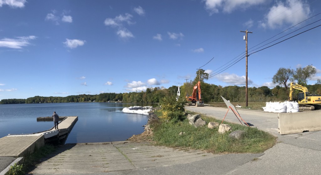 Construction work was underway Sept. 29 as part of a repair job to the nearly 90-year-old causeway that stretches over China Lake. The Causeway Road will be closed until at least Nov. 9.