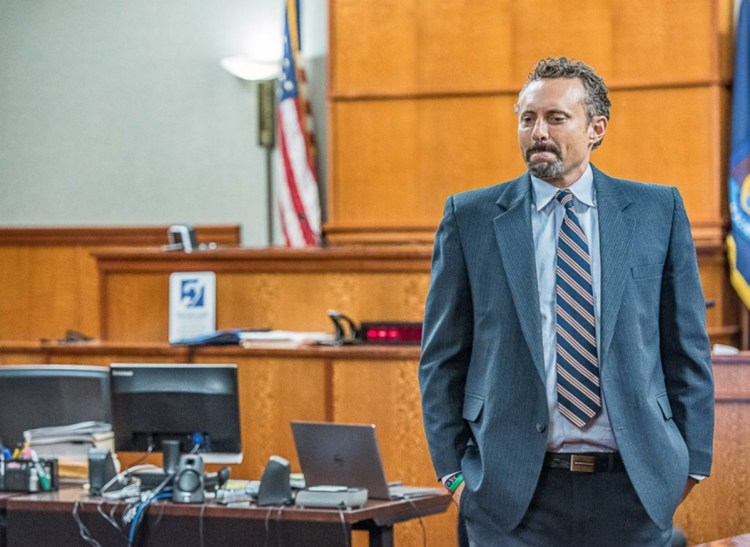 Seth Carey in the Portland Superior courtroom before his disbarment hearing in August. A final decision is likely after mid-November.