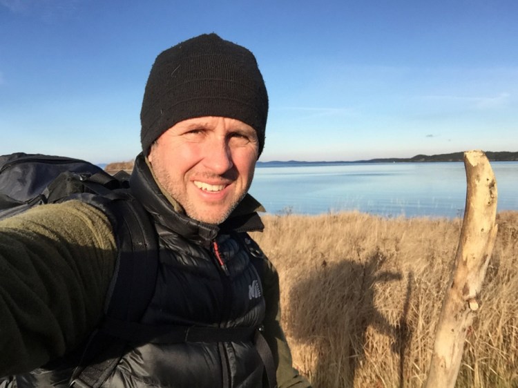 Tom Haines on a hike along the Western Passage near Eastport.