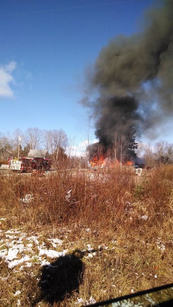 Fire destroyed a home on North Road in Athens on Sunday. There was no report of injuries.