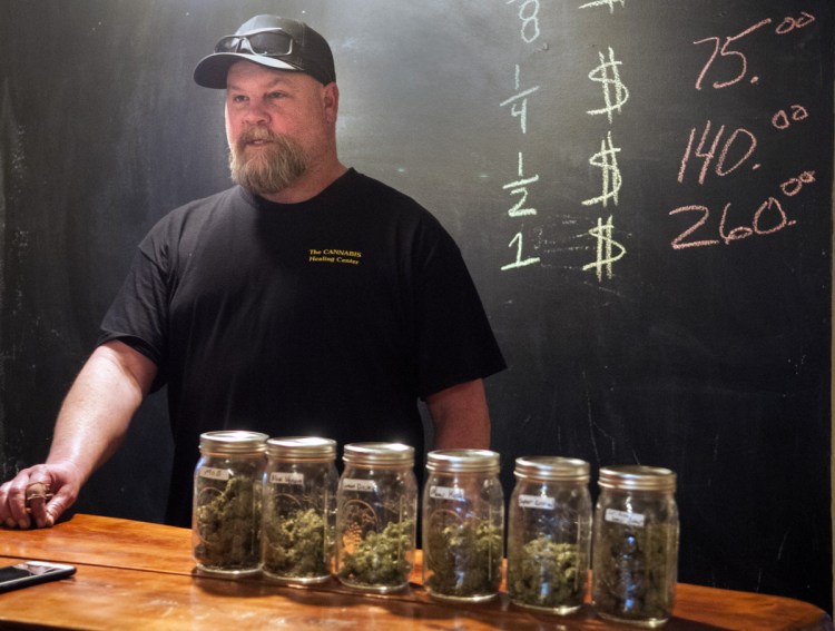 Derek Wilson talks about his business, The Cannabis Healing Center, on Jan. 19, 2017 in Hallowell.