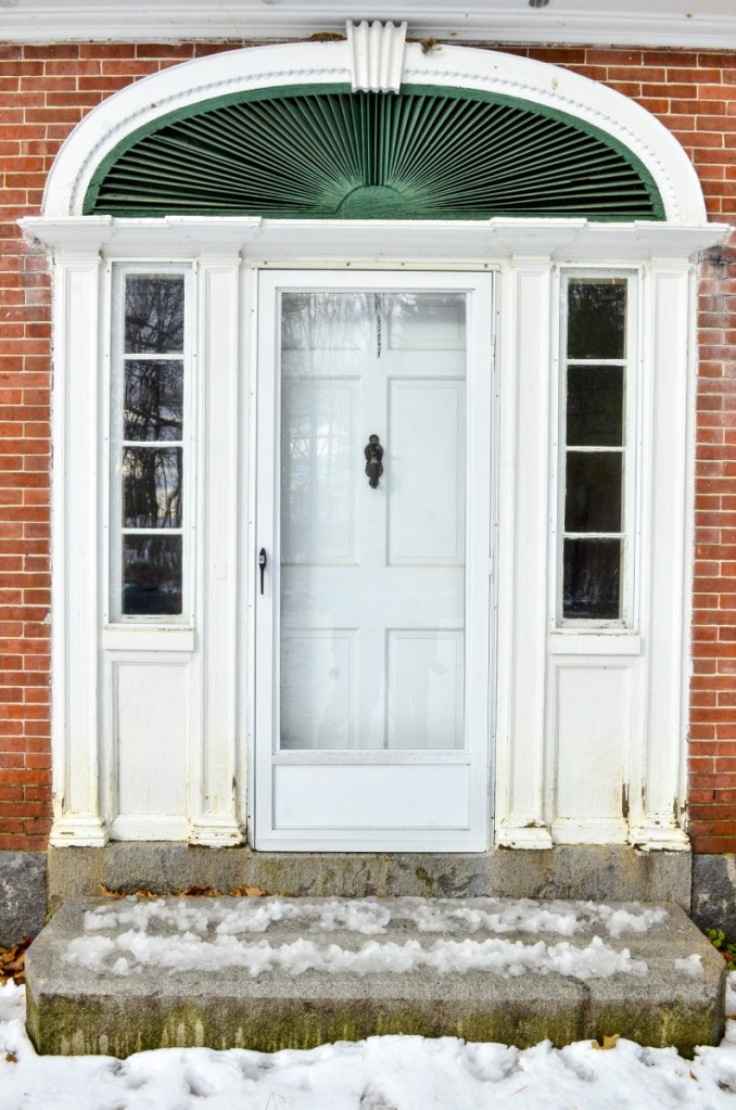 This photo taken on Saturday shows front door of circa 1825 brick cape that used to be Saunders Manufacturing offices in Readfield.