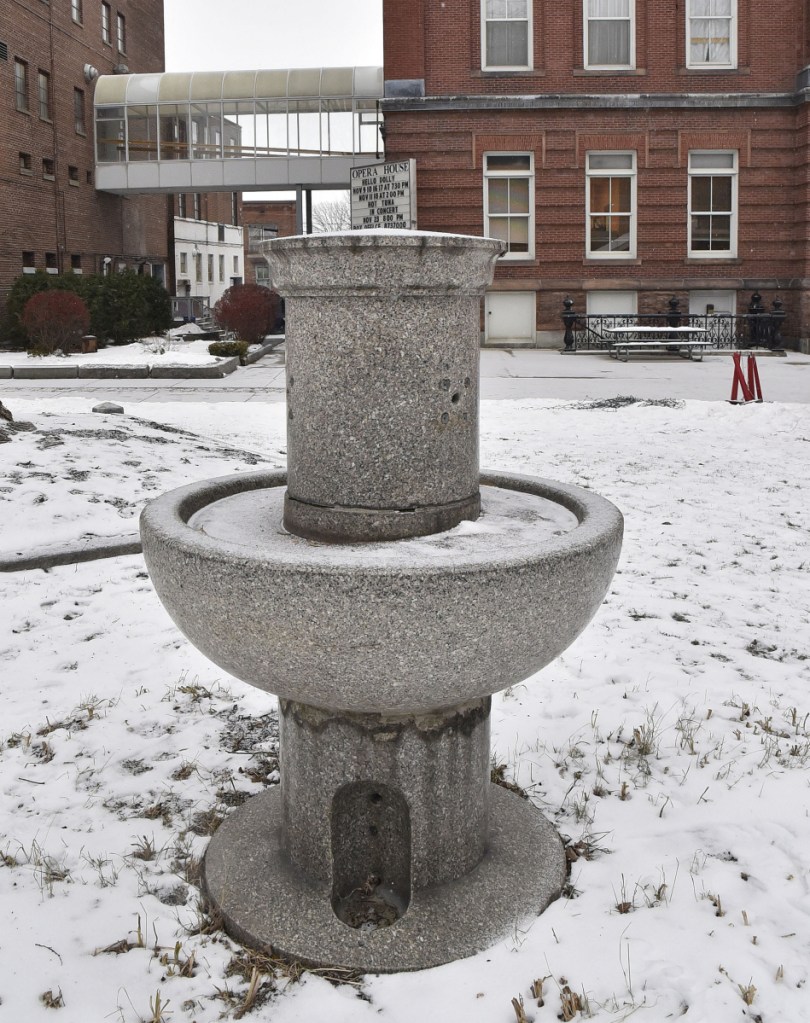 The horse watering trough in Castonquay Square in Waterville on Nov. 19.