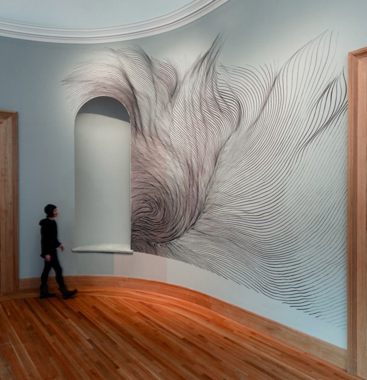 Installation view of "Let's Get Lost" by Linn Meyers.