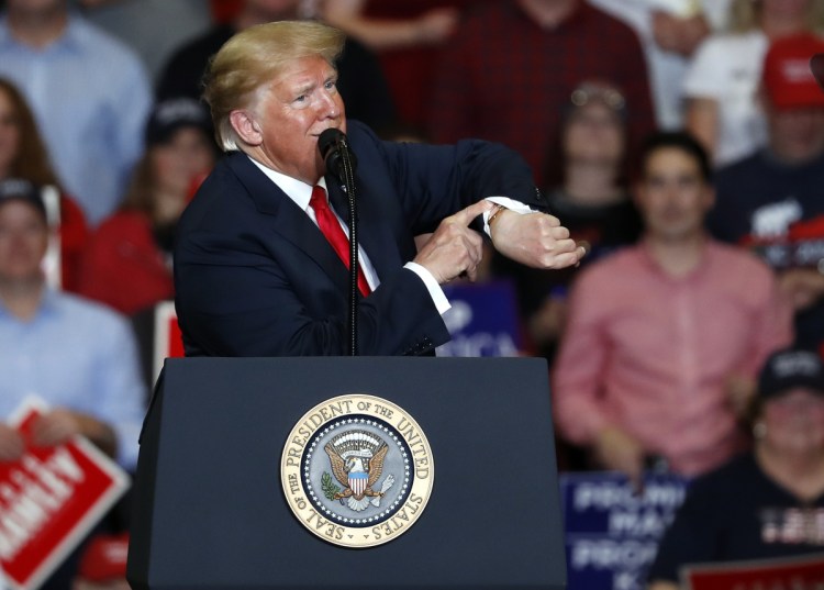 President Donald Trump at a campaign rally on Monday in Cape Girardeau, Mo.