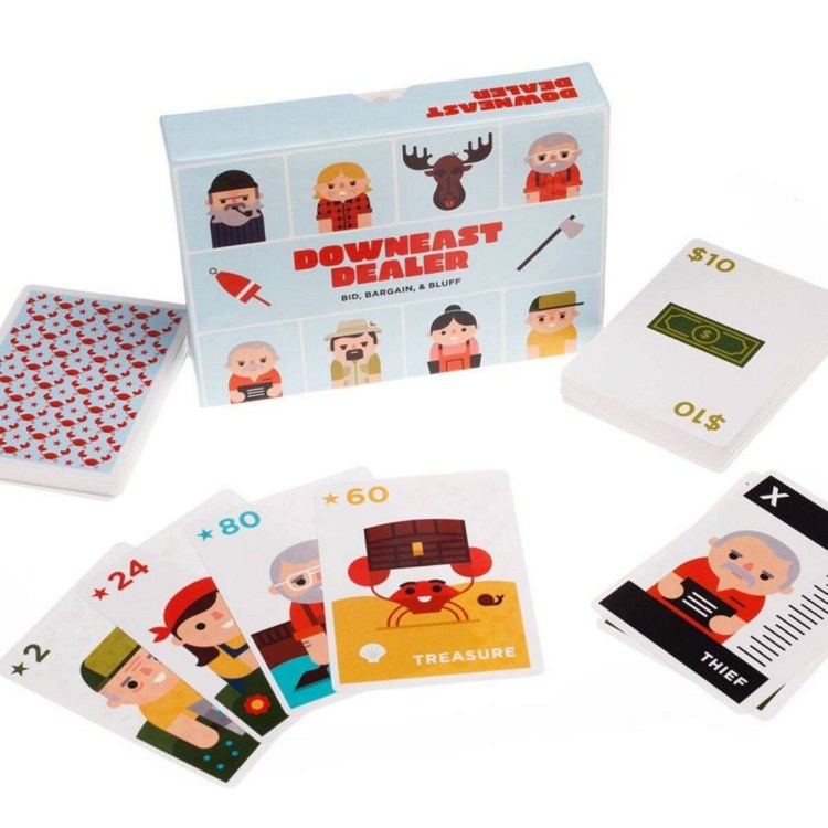 Downeast Dealer is a three- to five-person game that takes about 45 minutes to play.