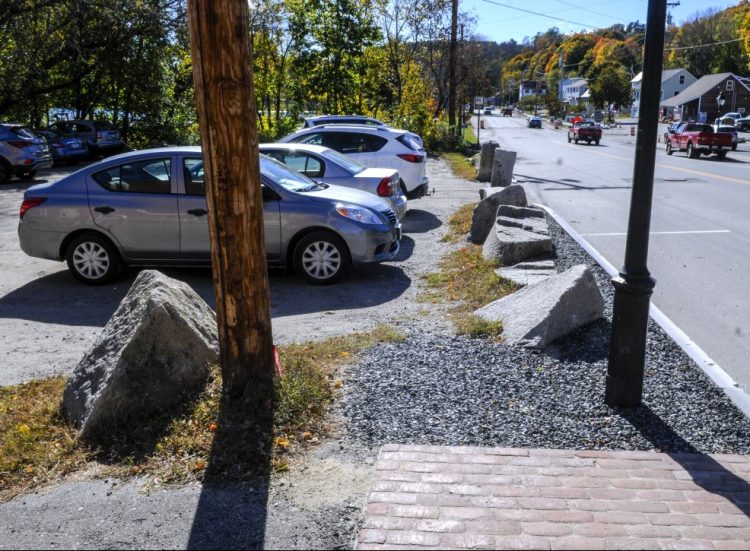 Downtown Hallowell's new stretch of Water Street sidewalk, seen Oct. 22, ends at the Lucky Garden restaurant parking lot.